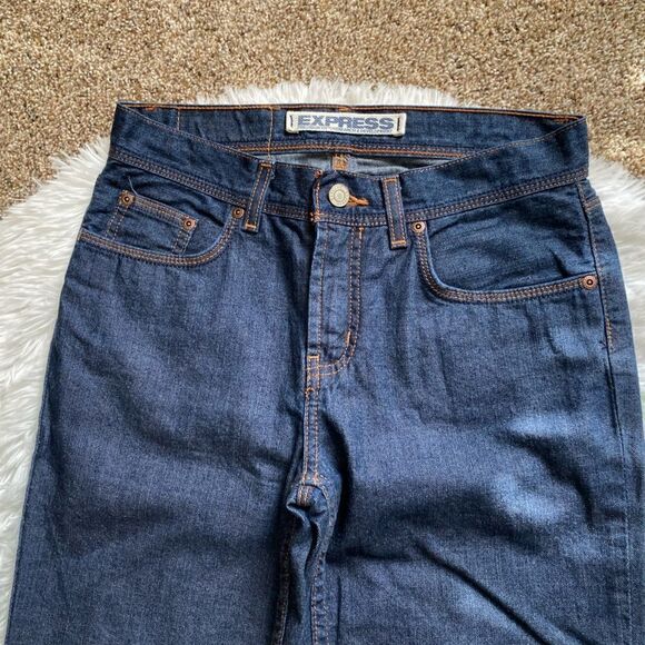 Express Precision Fit Jeans Dark Blue Size 3/4 - Picture 3 of 9